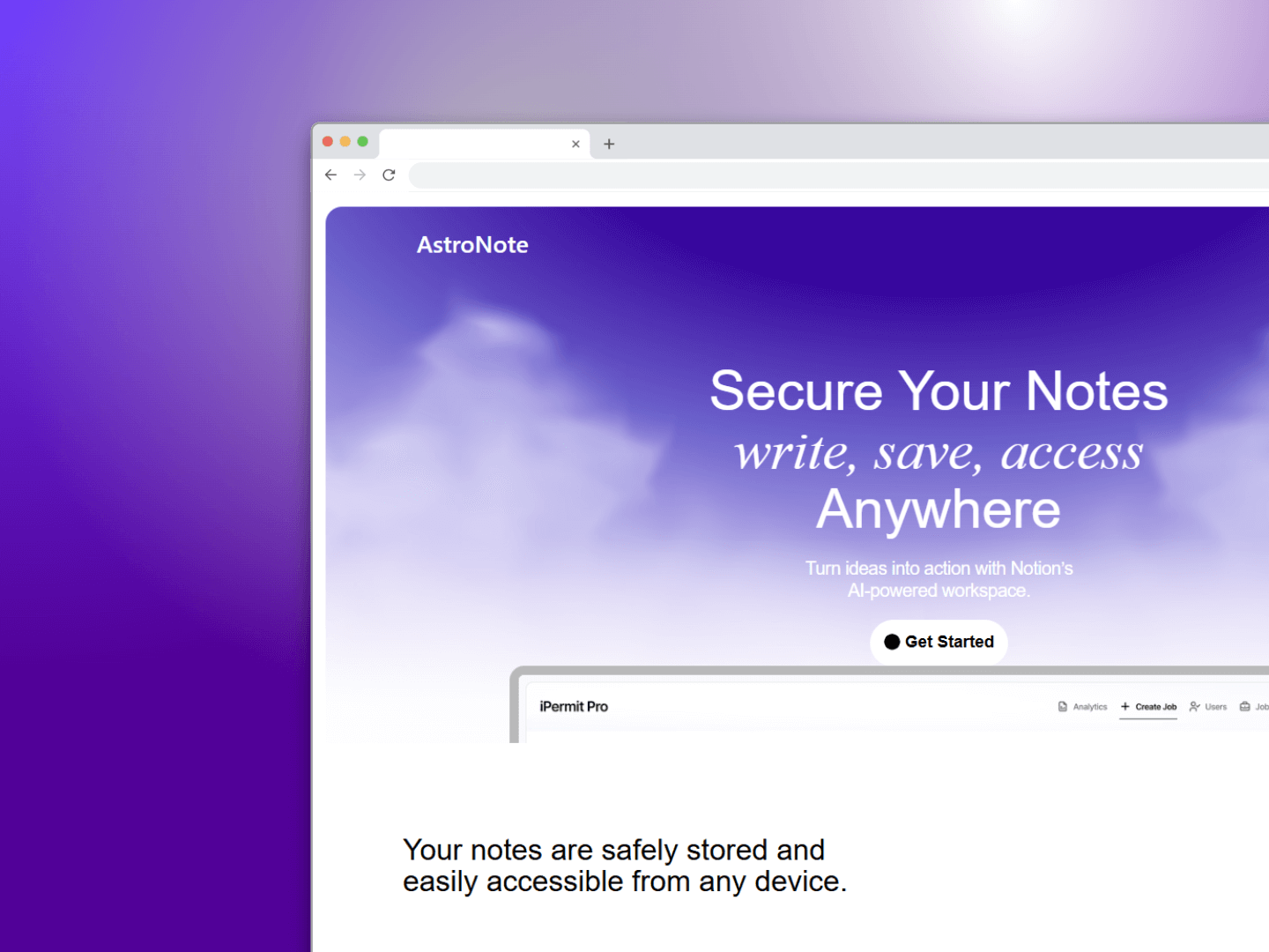 AstroNote, SaaS website
